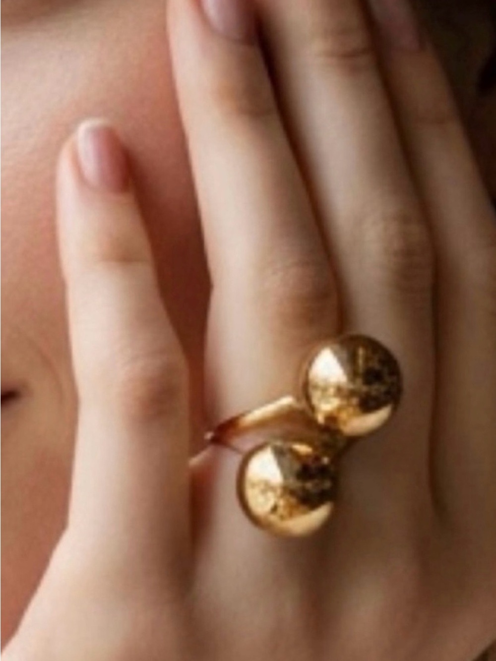Sheila Fajl 18K Gold Double
Sphere Ring - Adjustable
